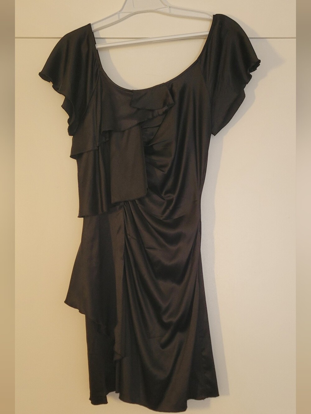Marciano Black Ruffle-Detail Midi Dress